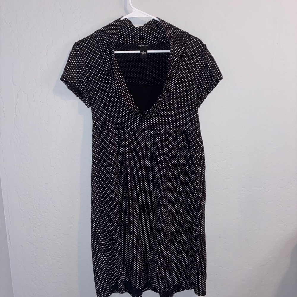Chic Black and White Polka Dot Mini Dress